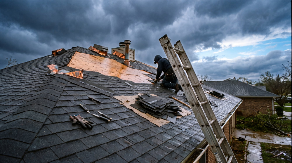 Toiture après une tempête